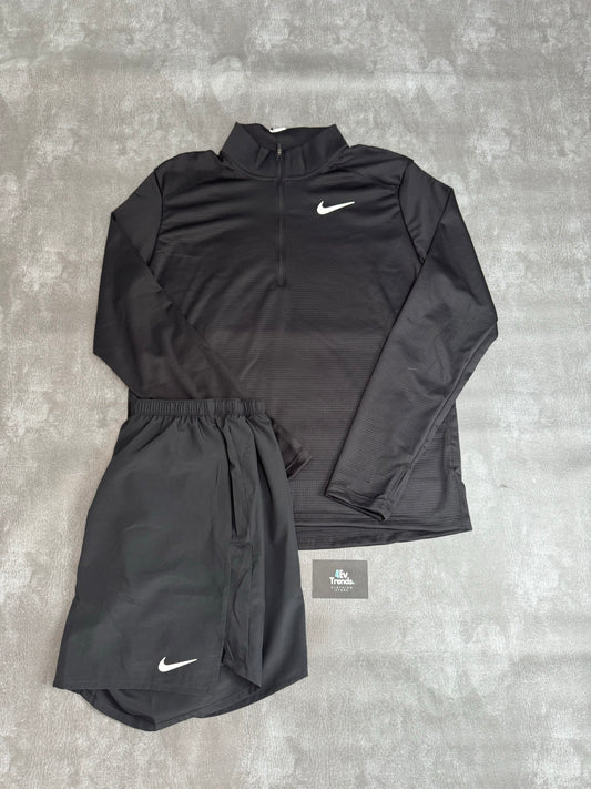 NIKE BLACK HALF ZIP set